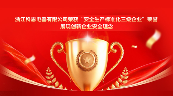 浙江科恩電器有限公司榮獲“安全生產標準化三級企業”榮譽，展現創新企業安全理念！
